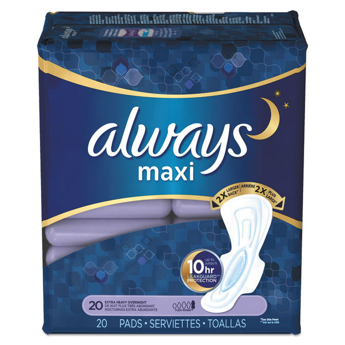 Maxi Pads, Extra Heavy Overnight, 20/Pack, 6 Packs/Carton