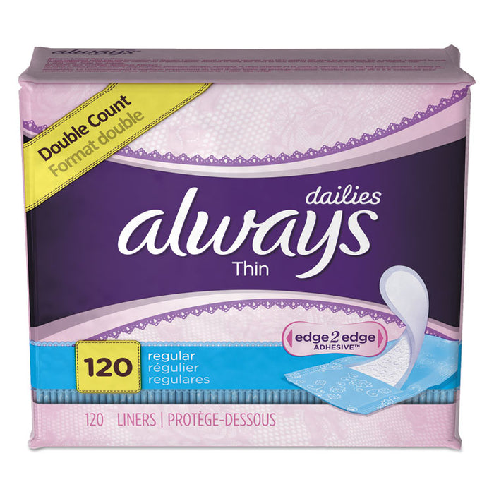 Thin Daily Panty Liners, Regular, 120/Pack