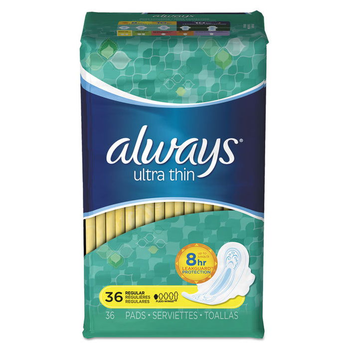 Ultra Thin Pads, Regular, 36/Pack, 6 Packs/Carton
