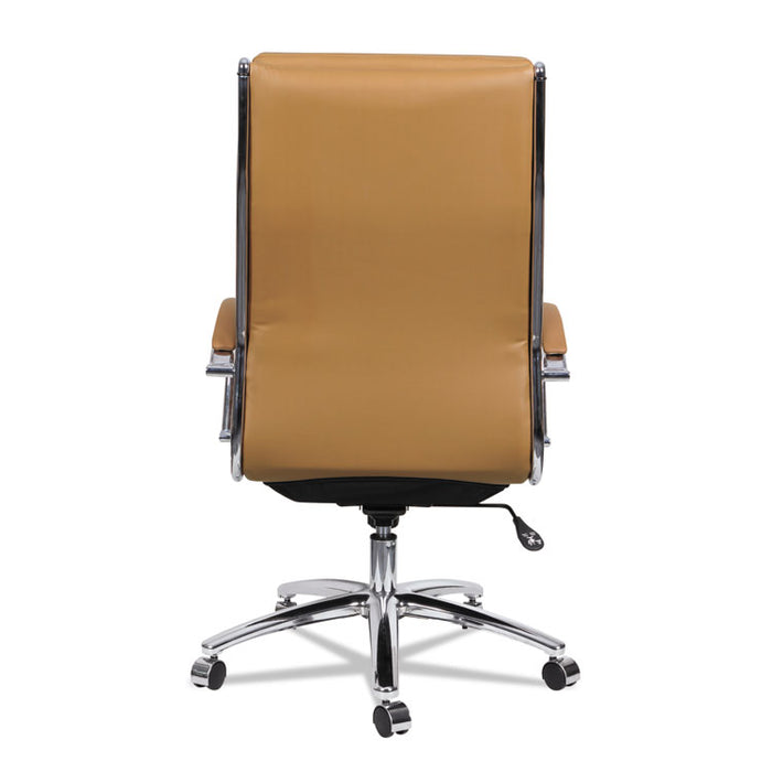 Alera Neratoli High-Back Slim Profile Chair, Faux Leather, Support 275 lb, 17.32" to 21.25" Seat, Camel Seat/Back,Chrome Base