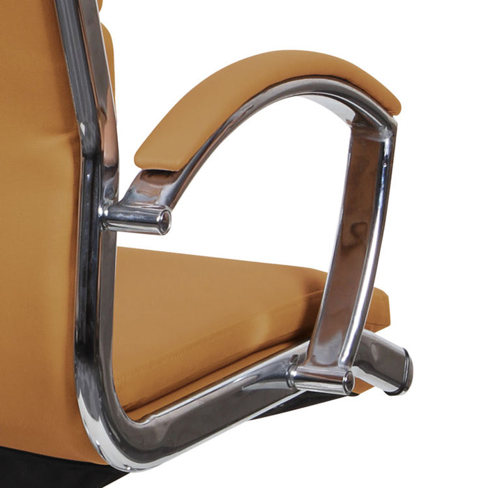 Alera Neratoli High-Back Slim Profile Chair, Faux Leather, Support 275 lb, 17.32" to 21.25" Seat, Camel Seat/Back,Chrome Base