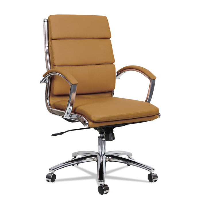 Alera Neratoli Mid-Back Slim Profile Chair, Supports up to 275 lbs., Camel Seat/Camel Back, Chrome Base