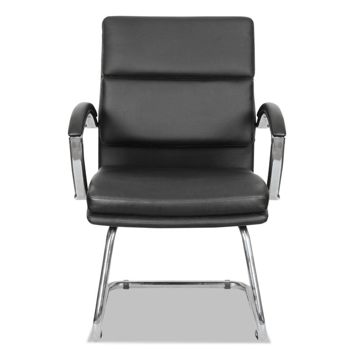 Alera Neratoli Slim Profile Guest Chair, Faux Leather, 23.81" x 27.16" x 36.61", Black Seat/Back, Chrome Base