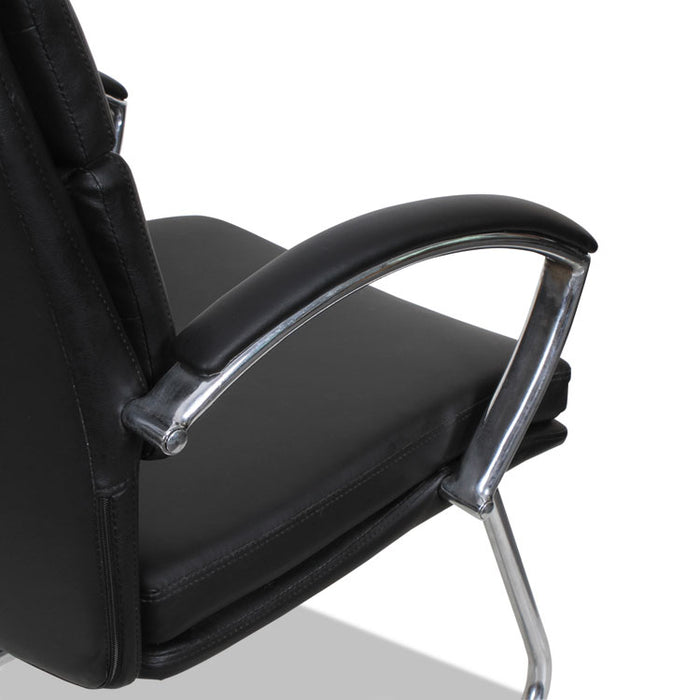 Alera Neratoli Slim Profile Guest Chair, Faux Leather, 23.81" x 27.16" x 36.61", Black Seat/Back, Chrome Base