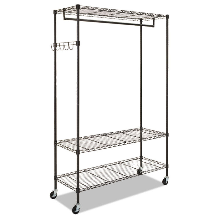 Wire Shelving Garment Rack, 40 Garments, 48w x 18d x 75h, Black