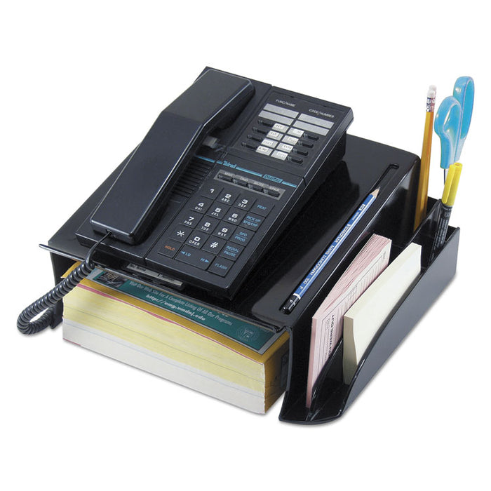 Telephone Stand and Message Center, 12 1/4 x 10 1/2 x 5 1/4, Black