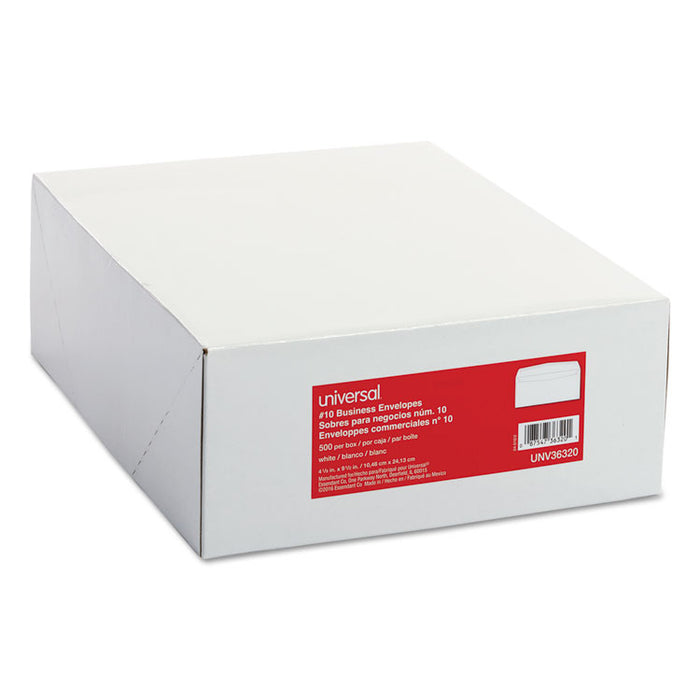 Business Envelope, #10, Monarch Flap, Gummed Closure, 4.13 x 9.5, White, 500/Box