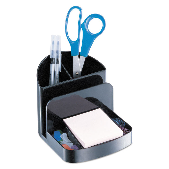 Deluxe Message Center, 6 Compartments, Plastic, 5.5 x 6.75 x 5, Black