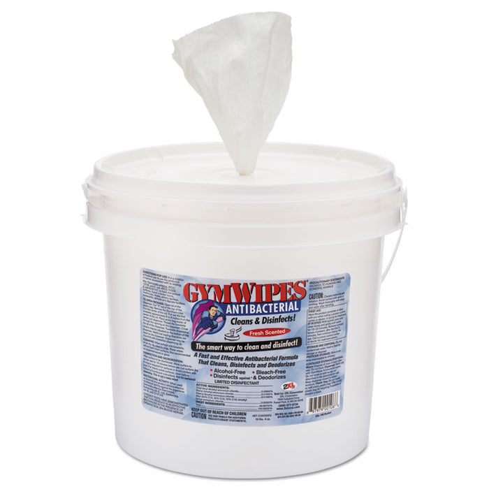 Antibacterial Gym Wipes, 6 x 8, 700 Wipes/Bucket, 2 Buckets/Carton