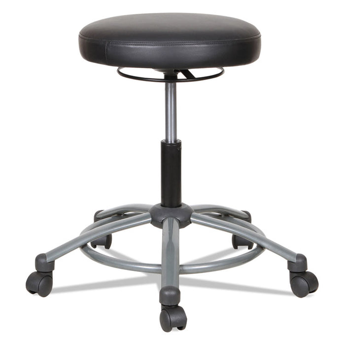 Height-Adjustable Utility Stool, 31.10" Seat Height, Supports up to 275 lbs., Black Seat/Black Back, Graphite Base