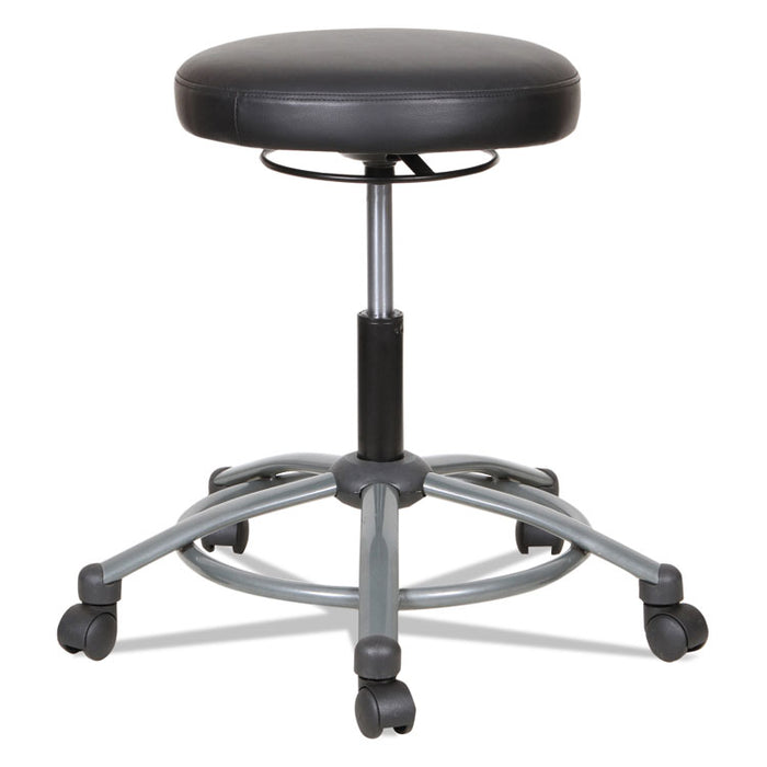 Height-Adjustable Utility Stool, 31.10" Seat Height, Supports up to 275 lbs., Black Seat/Black Back, Graphite Base