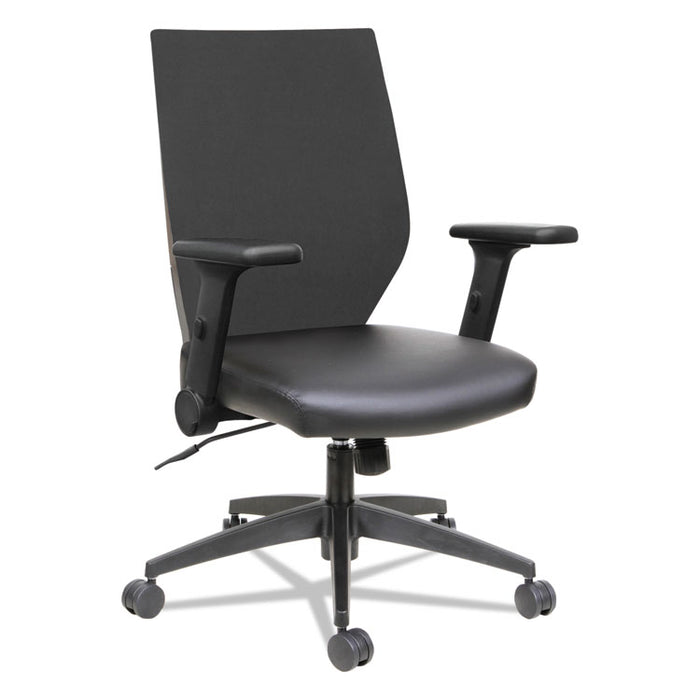 Alera EB-T Series Synchro Mid-Back Flip-Arm Chair, Supports up to 275 lbs., Black Seat/Black Back, Black Base