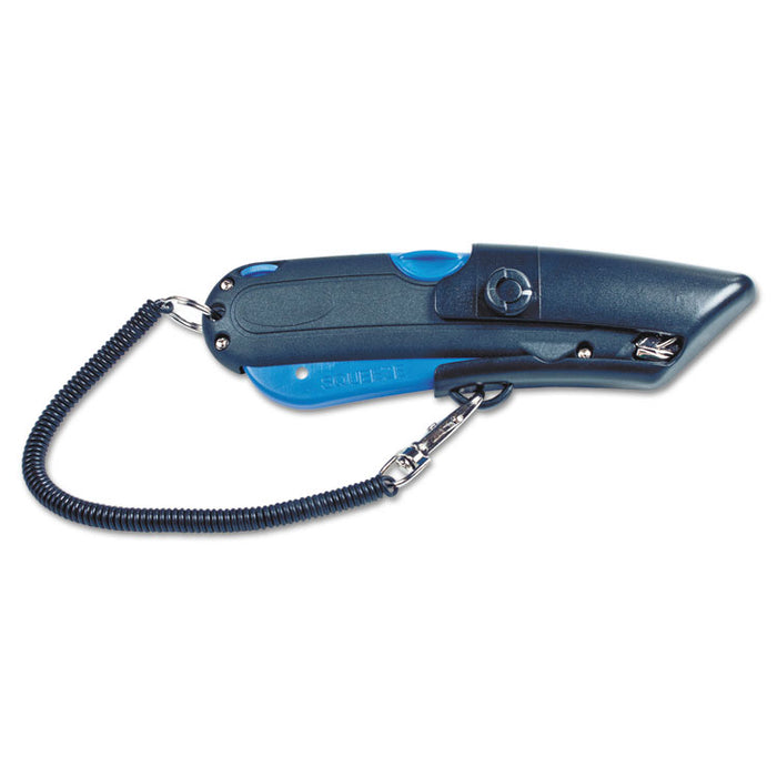 Easycut Self-Retracting Cutter with Safety-Tip Blade and Holster, Black/Blue