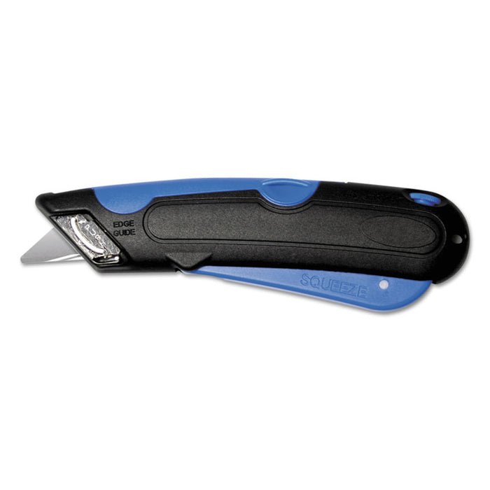 Easycut Self-Retracting Cutter with Safety-Tip Blade and Holster, Black/Blue