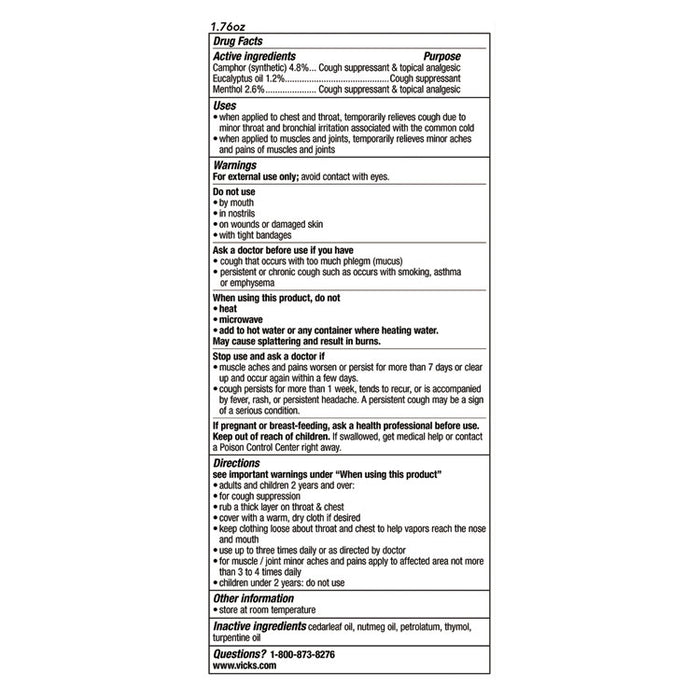 VapoRub, 1.76 oz Jar, 36/Carton