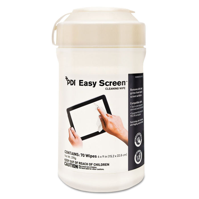 PDI Easy Screen Cleaning Wipes, 9 x 6, White, 70/Canister, 12/Ctn