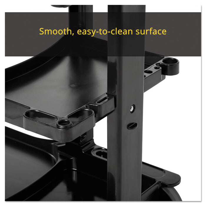 Multi-Shelf Cleaning Cart, Three-Shelf, 20w x 45d x 38.25h, Black