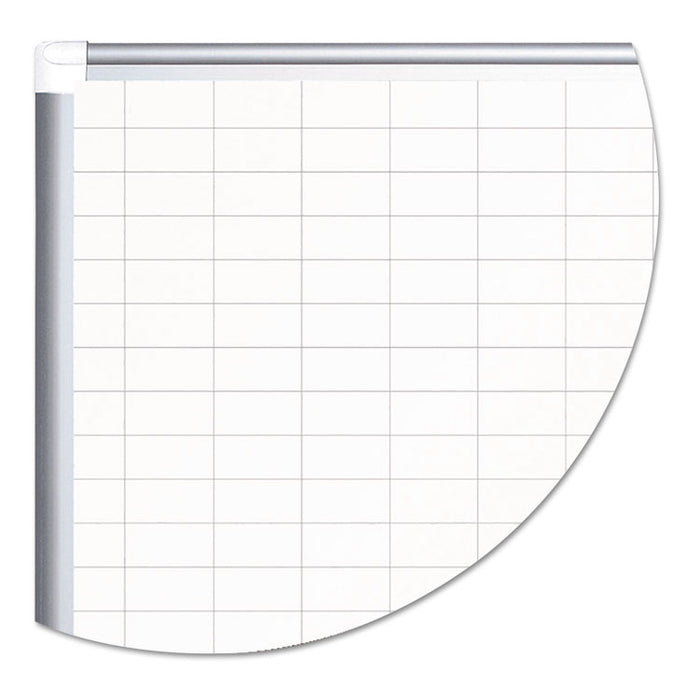 Gridded Magnetic Porcelain Planning Board, 1 x 2 Grid, 36 x 24, Aluminum Frame