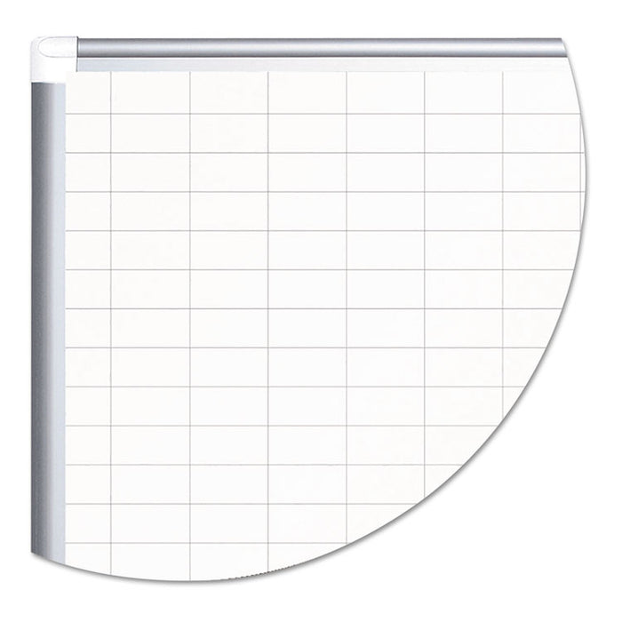 Gridded Magnetic Porcelain Planning Board, 1 x 2 Grid, 48 x 36, Aluminum Frame