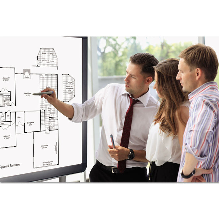 Interactive Magnetic Dry Erase Board, 70 x 52 x 1 1/4, White/Black Frame