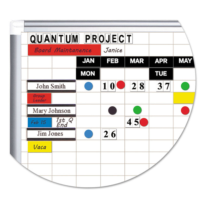 Gridded Magnetic Porcelain Planning Board, 1 x 2 Grid, 36 x 24, Aluminum Frame