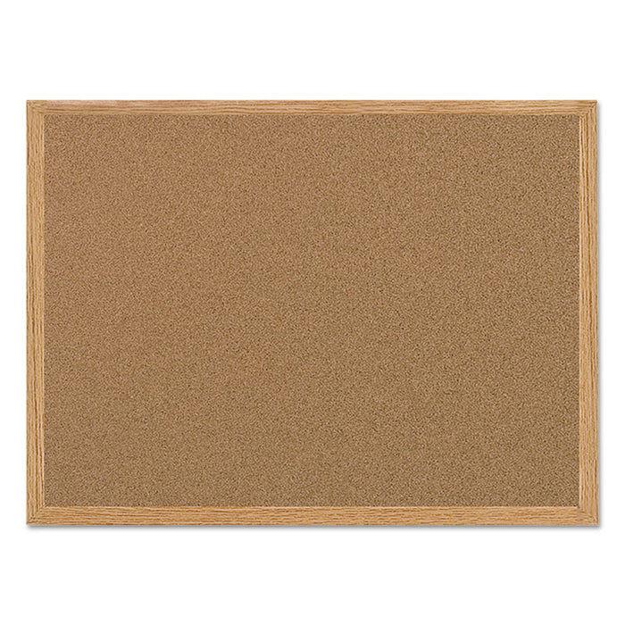 Value Cork Bulletin Board with Oak Frame, 24 x 36, Natural