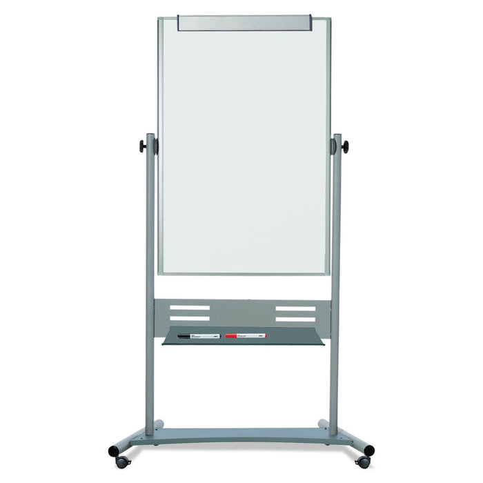 Magnetic Reversible Mobile Easel, 35 2/5w x 47 1/5h, 80"h Easel, White/Silver