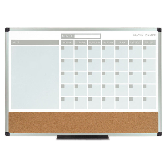 3-in-1 Calendar Planner Dry Erase Board, 24 x 18, Aluminum Frame