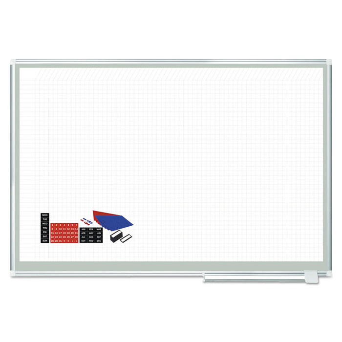 All Purpose Magnetic Planning Board, 1 sq/in Grid, 72 x 48, Aluminum Frame