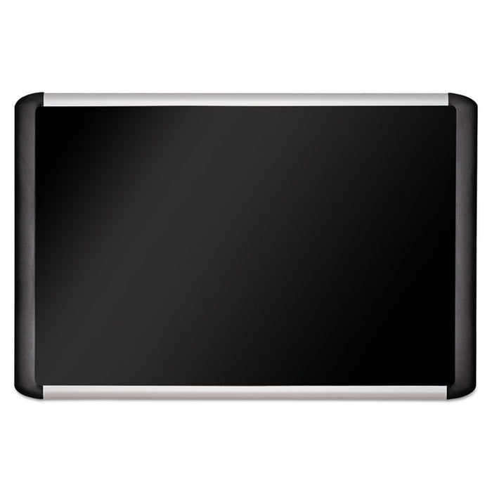 Black fabric bulletin board, 36 x 48, Silver/Black