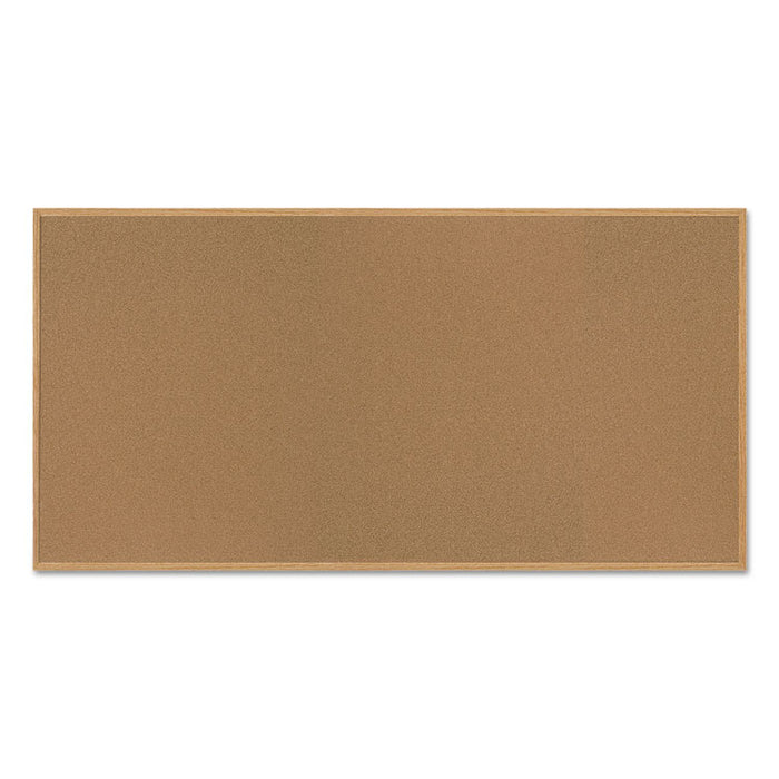 Value Cork Bulletin Board with Oak Frame, 48 x 96, Natural