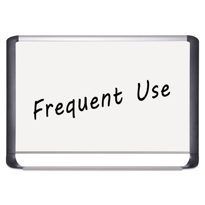 Lacquered steel magnetic dry erase board, 48 x 96, Silver/Black