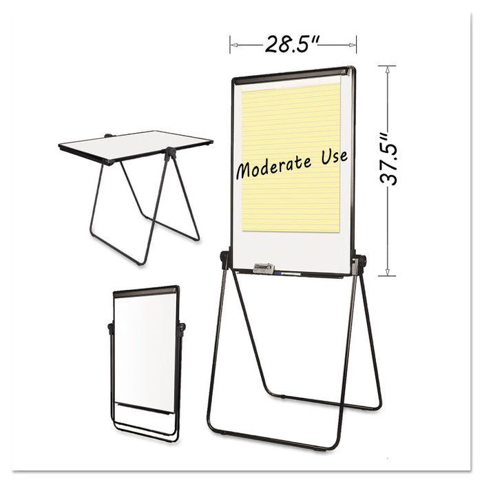 Folds-to-a-Table Melamine Easel, 28 1/2 x 37 1/2, White, Steel/Laminate
