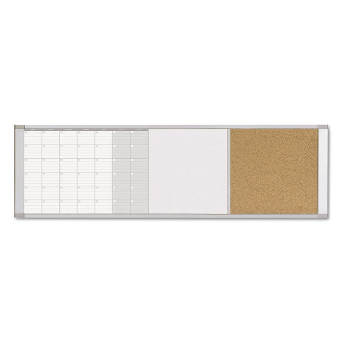 Magnetic Calendar Combo Board, 48 x 18, Aluminum Frame