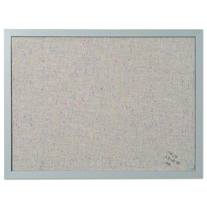 Designer Fabric Bulletin Board, 24X18, Gray Fabric/Gray Frame