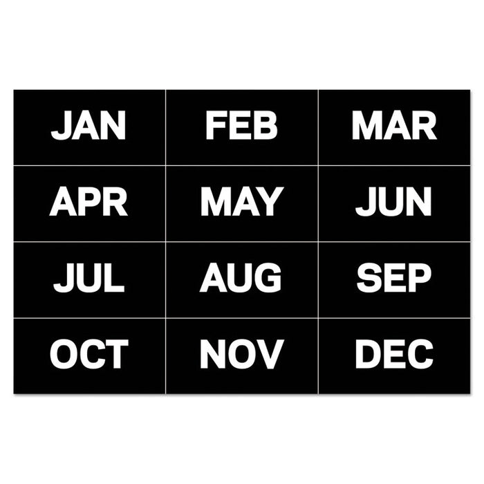 Interchangeable Magnetic Board Accessories, Months of Year, Black/White, 2" x 1", 12 Pieces