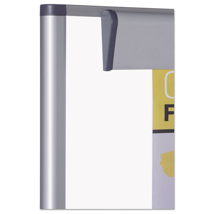 Magnetic Reversible Mobile Easel, 35 2/5w x 47 1/5h, 80"h Easel, White/Silver