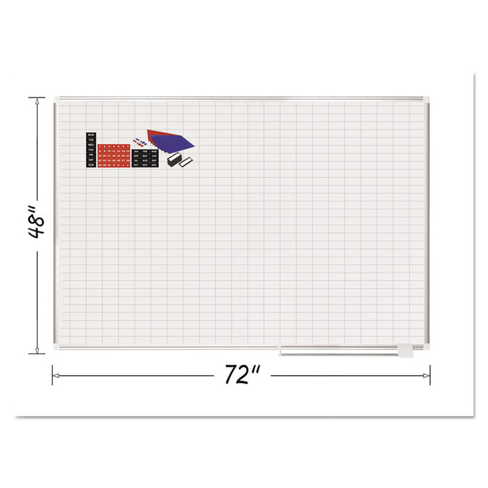 Grid Planning Board w/ Accessories, 1 x 2 Grid, 72 x 48, White/Silver