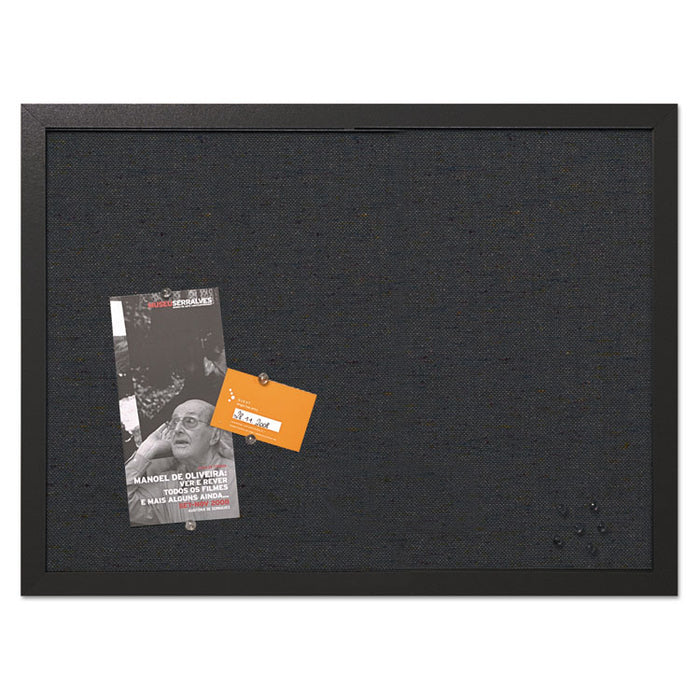 Designer Fabric Bulletin Board, 24 x 18, Black Fabric/Black Frame