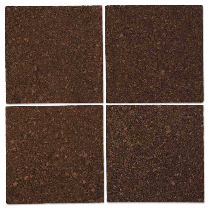 Cork Tile Panels, Dark Brown, 12 x 12, 4/Pack