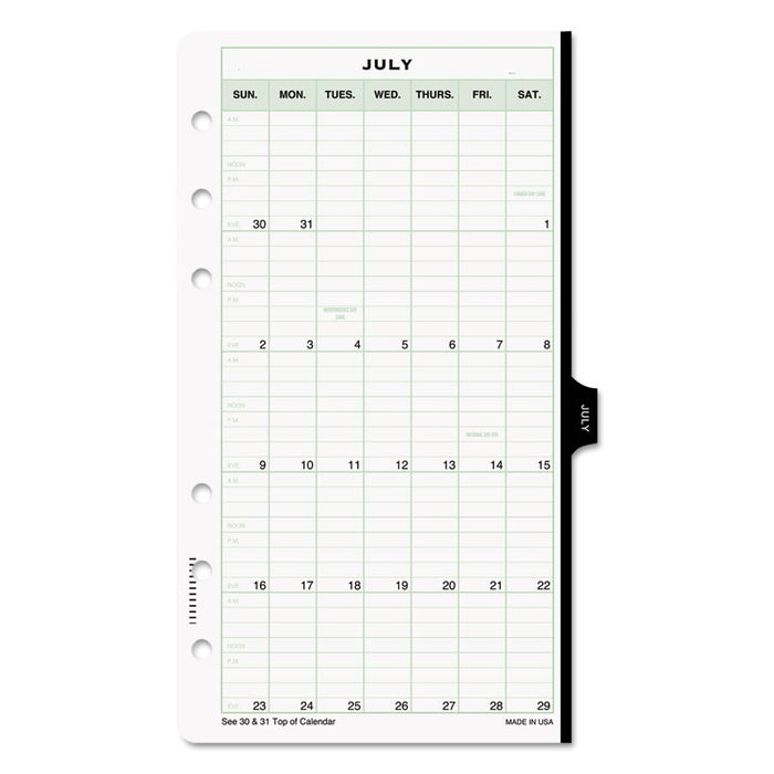 Reference Dated Two-Page-per-Day Organizer Refill, 6 3/4 x 3 3/4, 2020