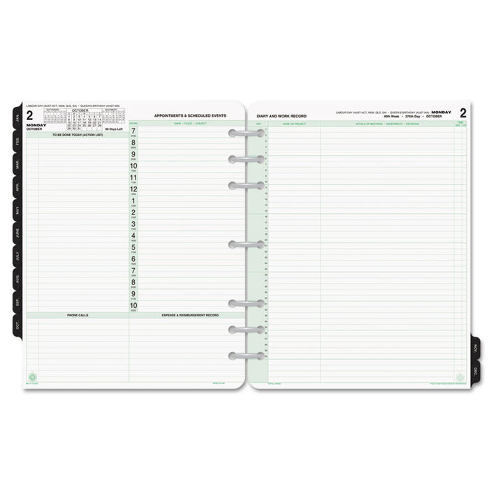Reference Dated Two-Page-per-Day Organizer Refill, Jan.-Dec., 11 x 8 1/2, 2020