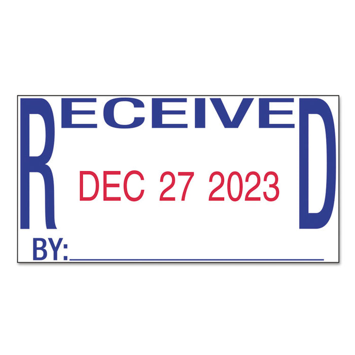 Printy Economy Date Stamp, Self-Inking, 1.63" x 1", Blue/Red