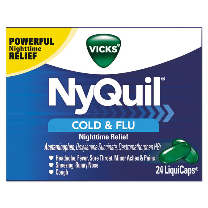 NyQuil Cold & Flu Nighttime LiquiCaps, 24/Box, 24 Box/Carton