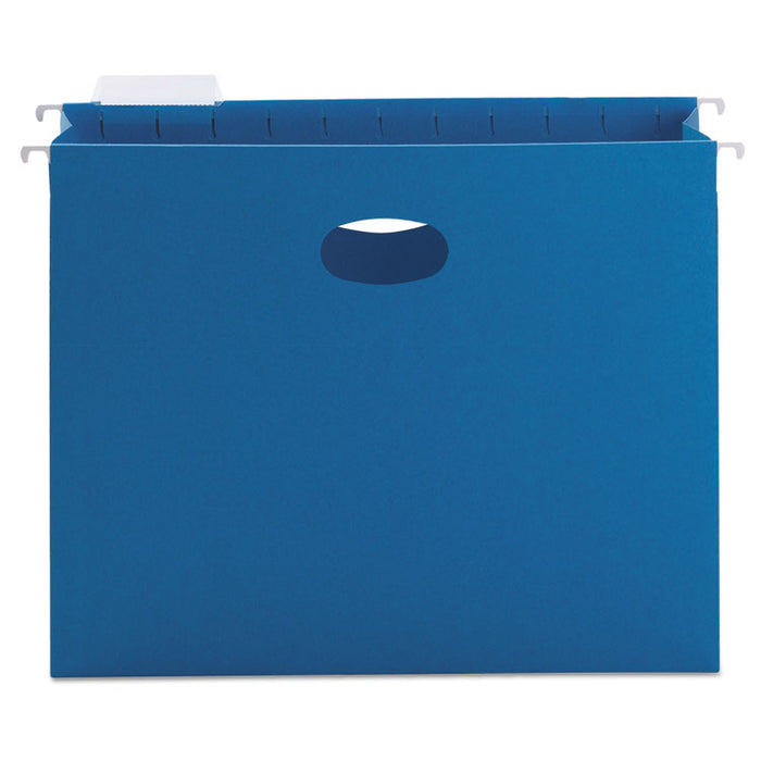 Hanging Pockets with Full-Height Gusset, Letter Size, 1/5-Cut Tab, Sky Blue, 25/Box