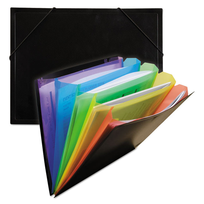 Rainbow Document Sorter/Case, 5" Expansion, 5 Sections, Letter Size, Black/Multicolor