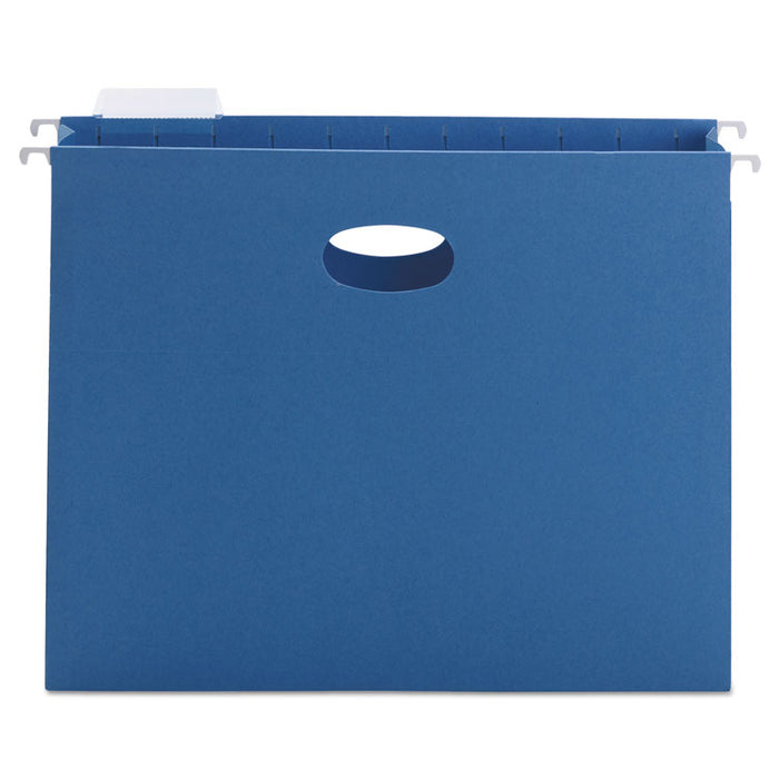 Hanging Pockets with Full-Height Gusset, Letter Size, 1/5-Cut Tab, Sky Blue, 25/Box