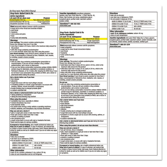 DayQuil/NyQuil Cold & Flu Liquid Combo Pack, 12 oz Day, 12 oz Night, 6/Carton