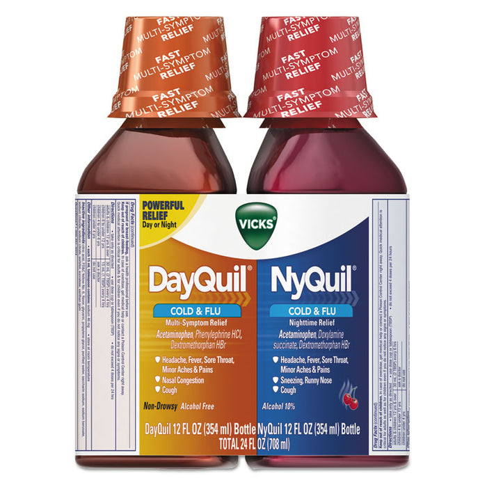 DayQuil/NyQuil Cold & Flu Liquid Combo Pack, 12 oz Day, 12 oz Night, 6/Carton