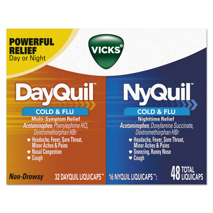 DayQuil/NyQuil Cold & Flu LiquiCaps Combo Pack, 32 Day/16 Night, 12/Carton